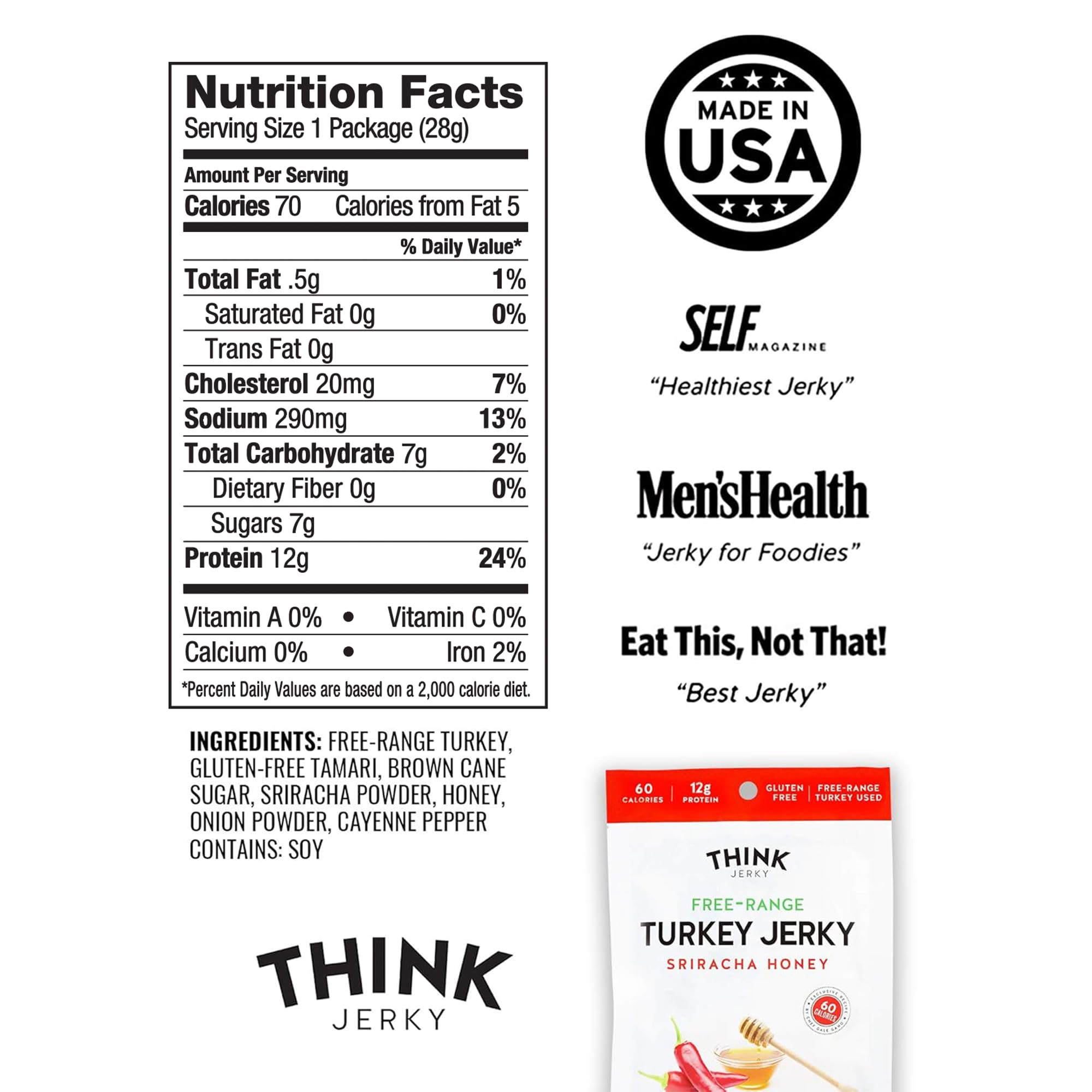 Think Jerky single 1 oz bag next to a credit card to show portion size and convenience