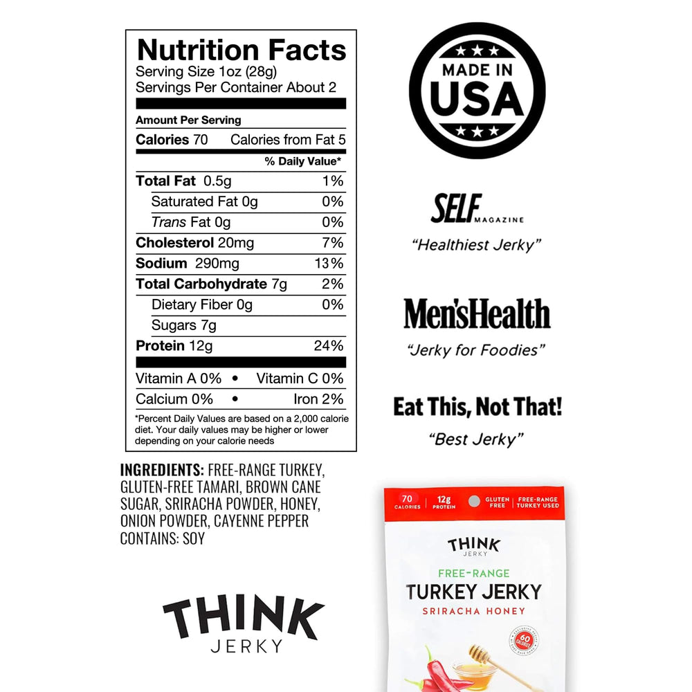 Think Jerky pouch beside a phone for scale showing single-serve portability benefit