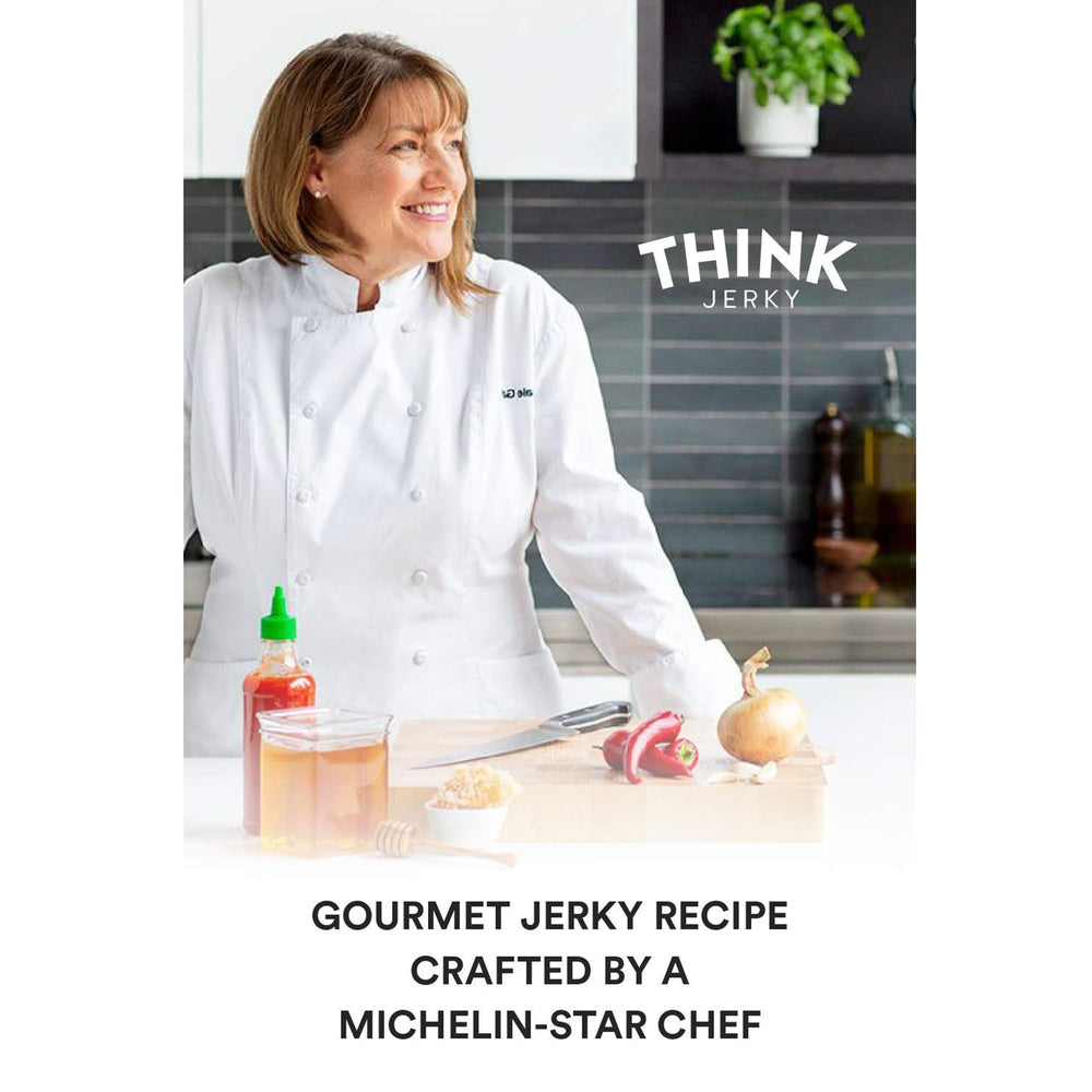 Think Jerky texture detail of glazed surface highlighting slow-cooked chew and rich flavor