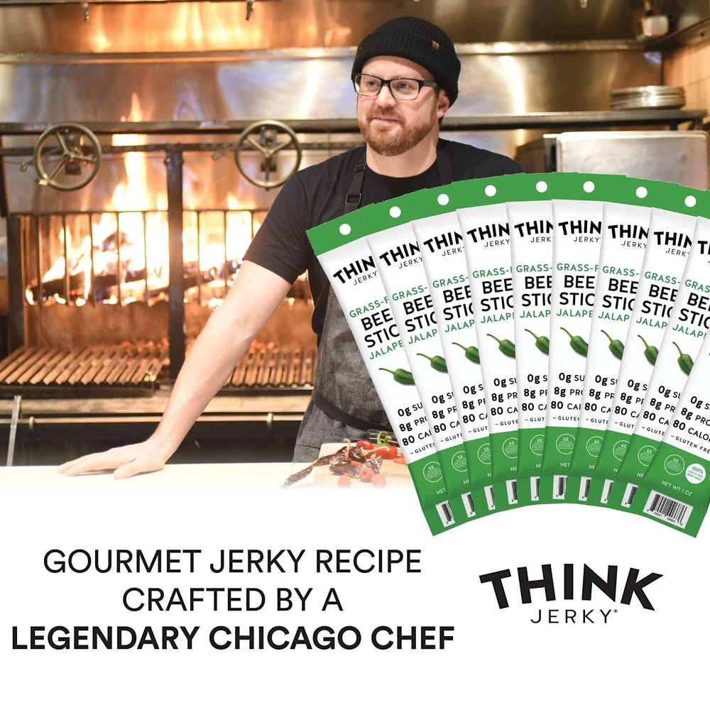 Think Jerky sticks on charcuterie board pairing well with cheese and nuts