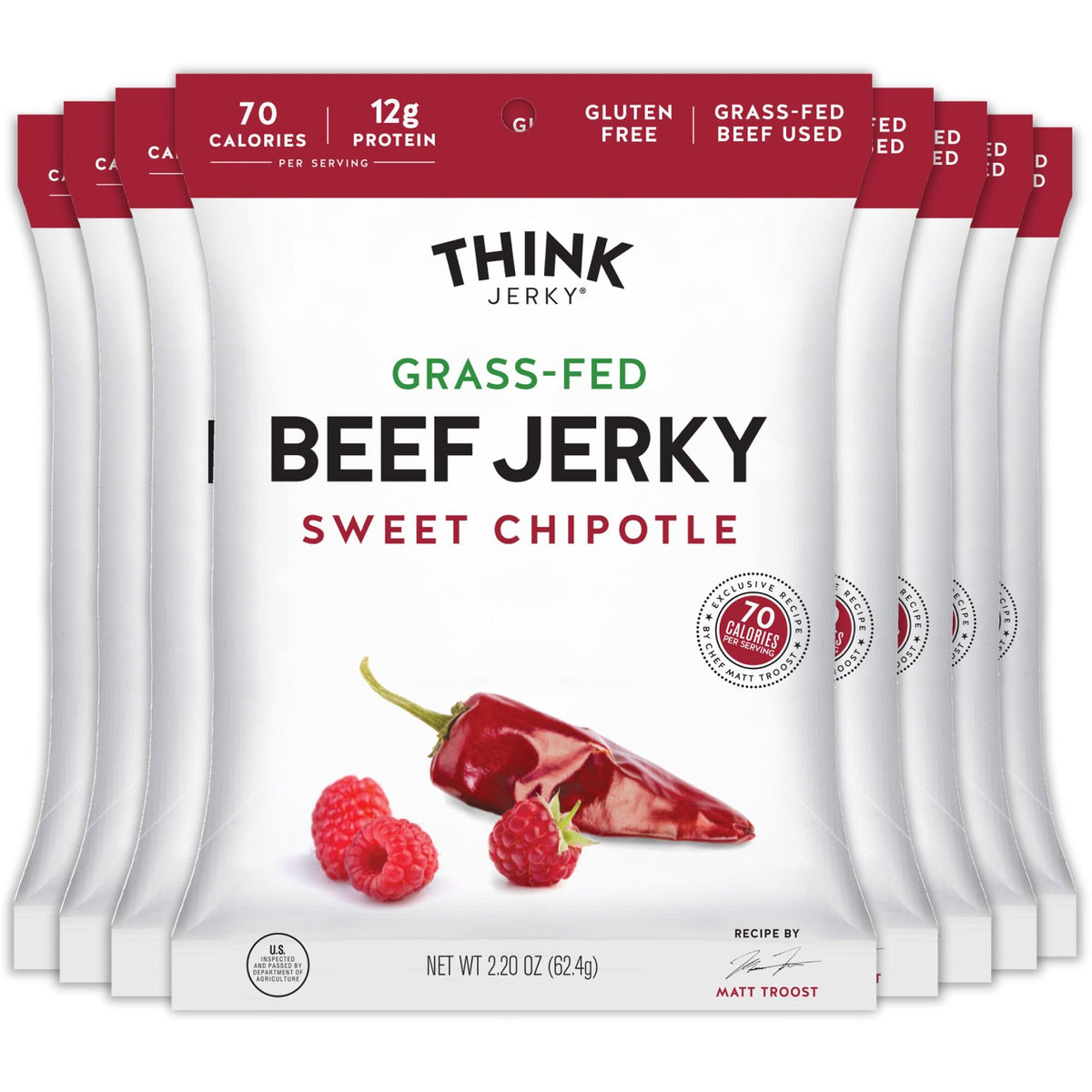 Think Jerky front packaging showing sweet chipotle flavor and clean ingredients