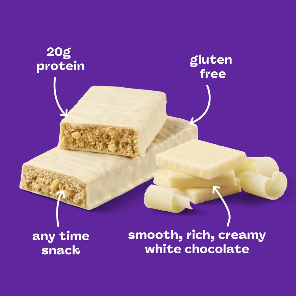 think! close-up texture of white chocolate coating and interior for sensory appeal