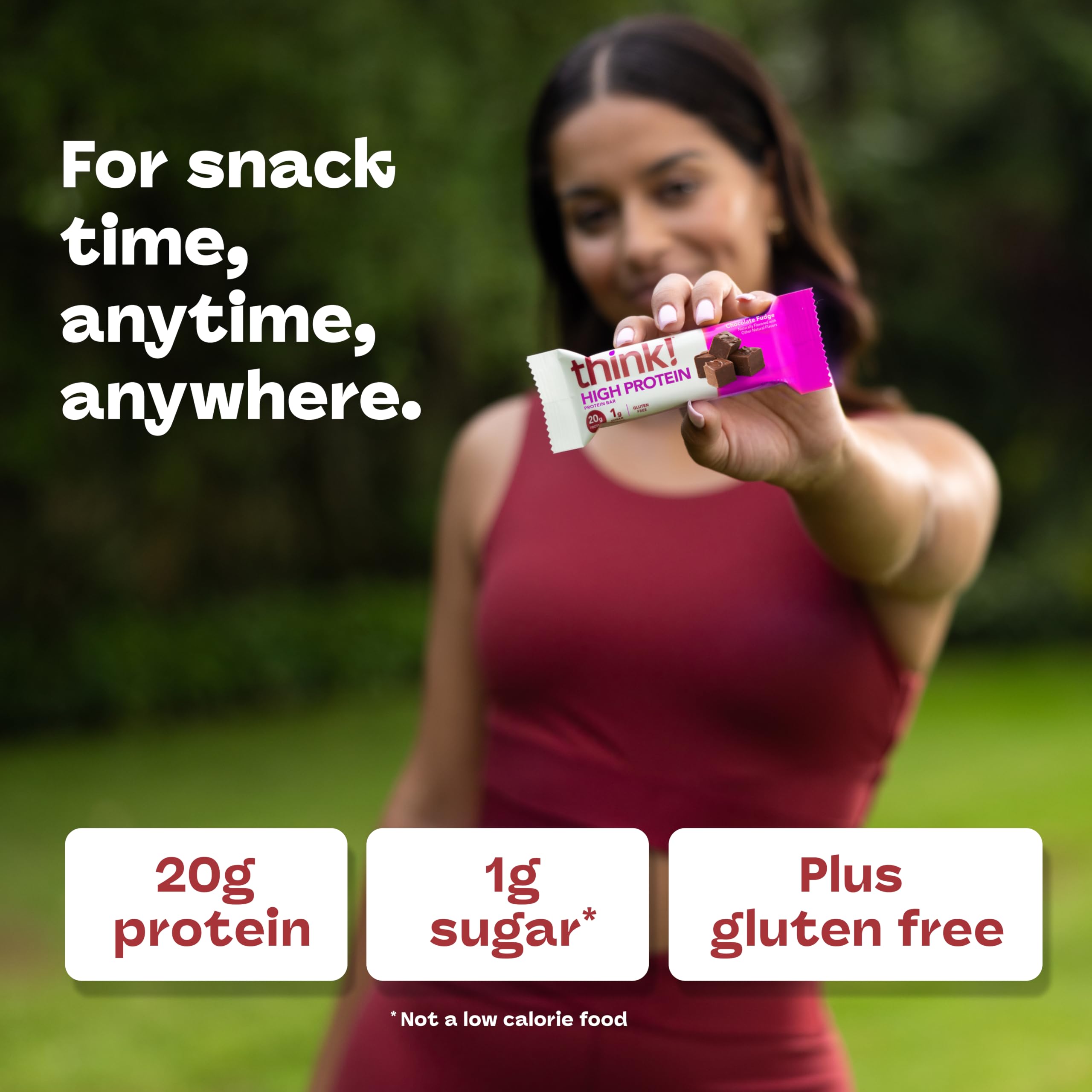 think! bar held in hand to show real size and on-the-go convenience