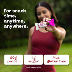 think! bar held in hand to show real size and on-the-go convenience