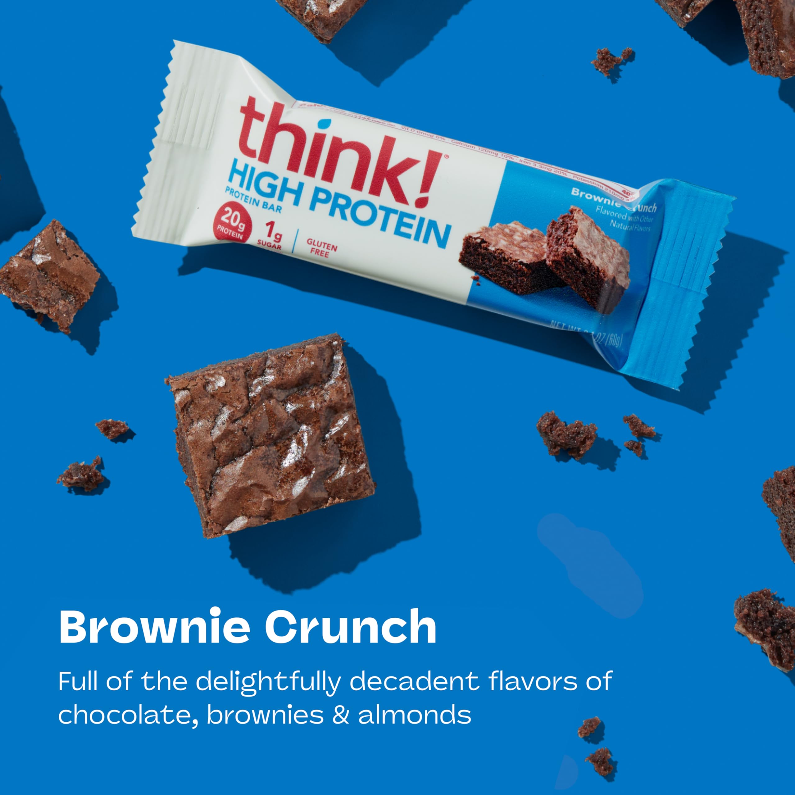 thinkThin brownie crunch bar close-up showing chocolate coating and satisfaction