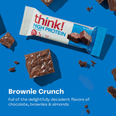 thinkThin brownie crunch bar close-up showing chocolate coating and satisfaction