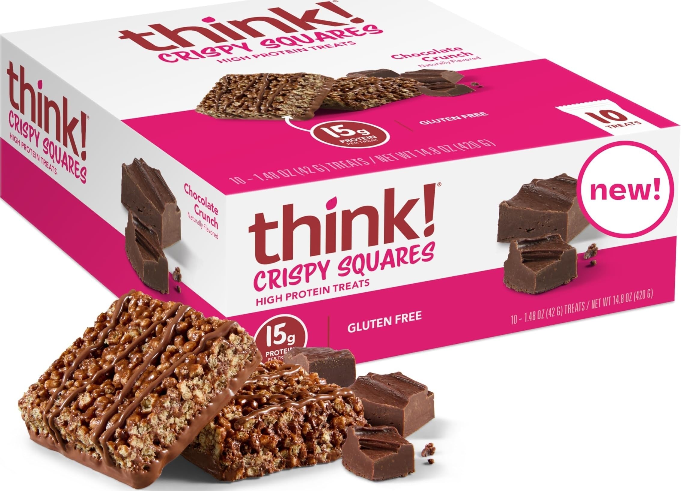 thinkThin front packaging showing 15g protein and 10-pack convenience
