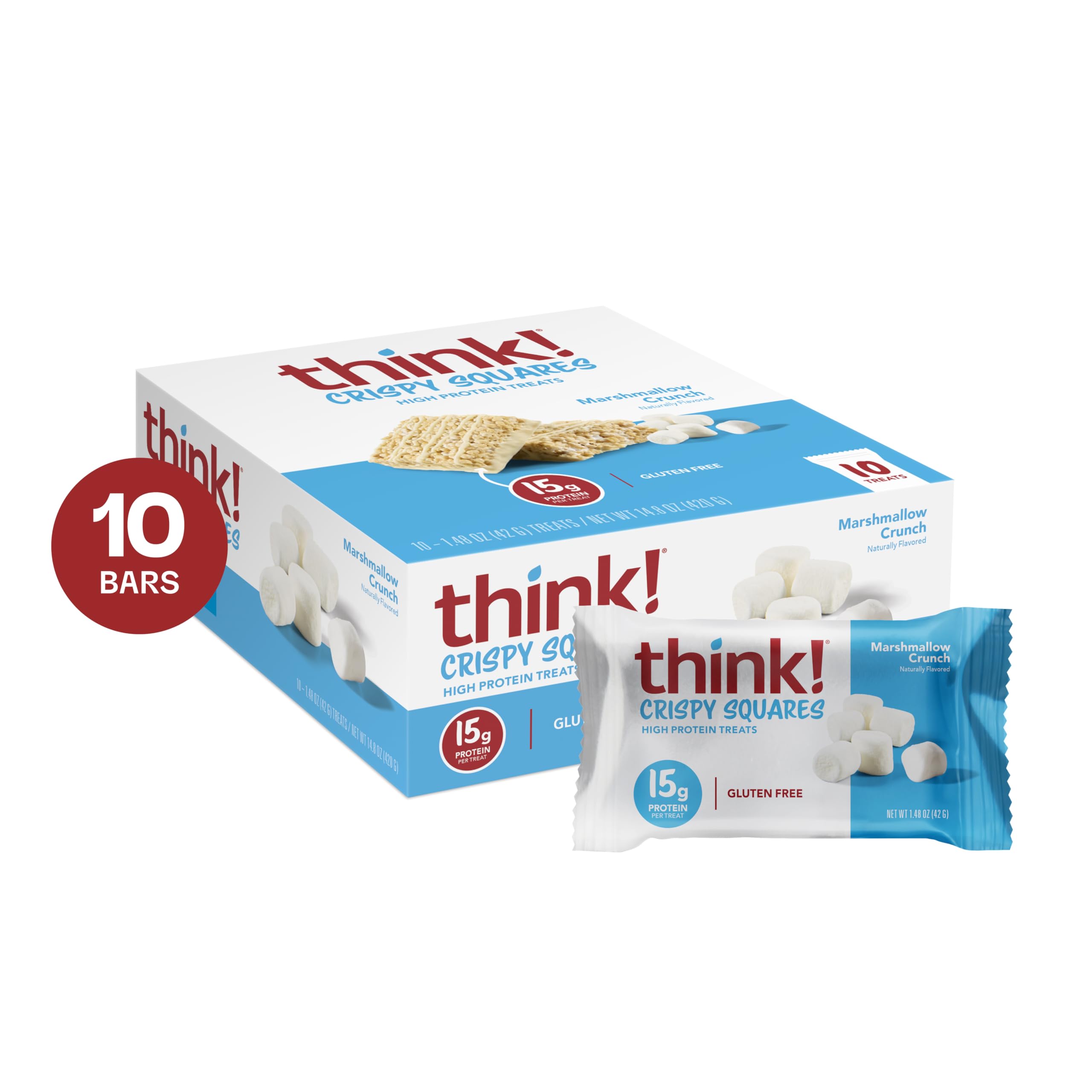 thinkThin single unwrapped bar exposing marshmallow coating and easy snackability