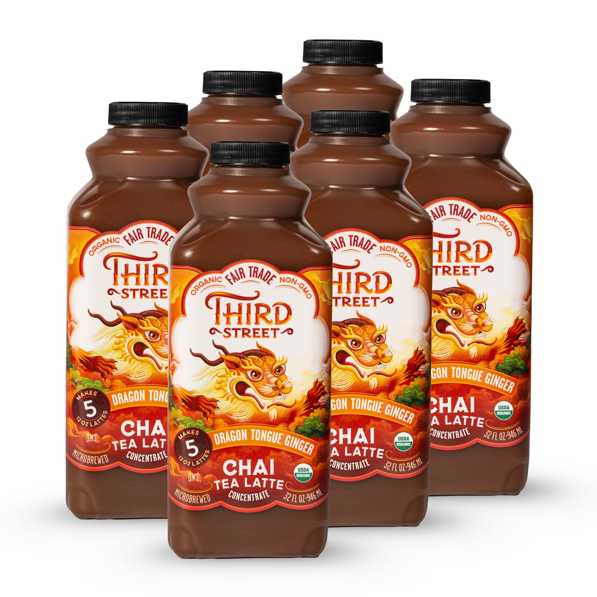 Third Street Chai front label view showing organic ginger chai and benefits