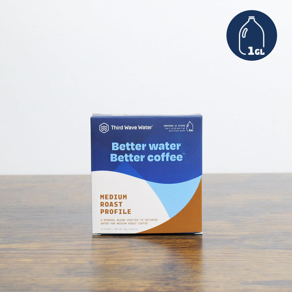 Kitchen lifestyle scene with Third Wave Water sticks and brewed cups showcasing more balanced medium-roast coffee