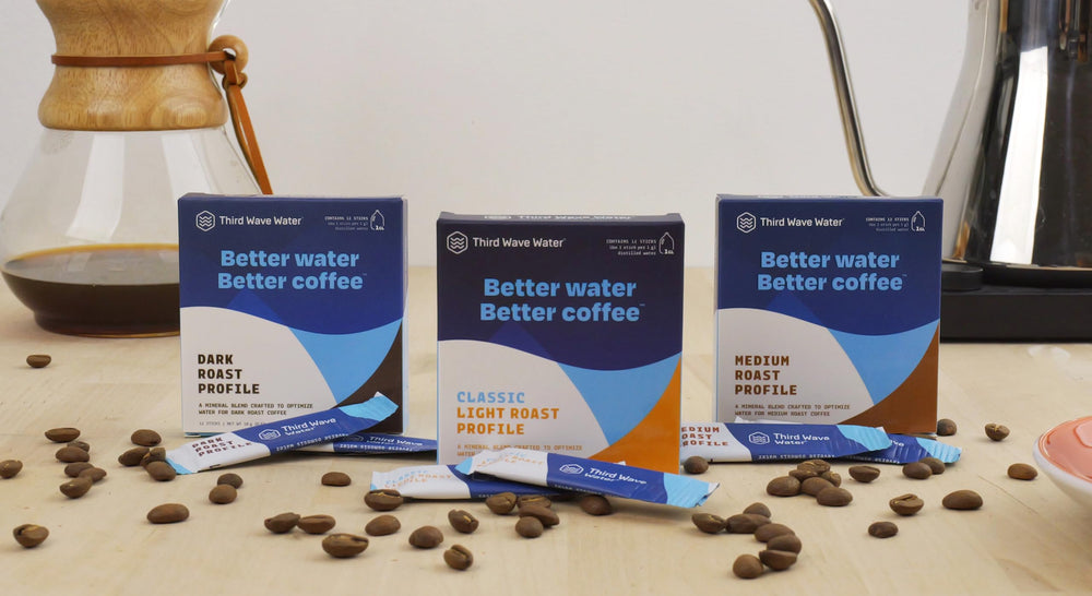 Third Wave Water packet held in hand for scale, demonstrates convenient single-gallon size