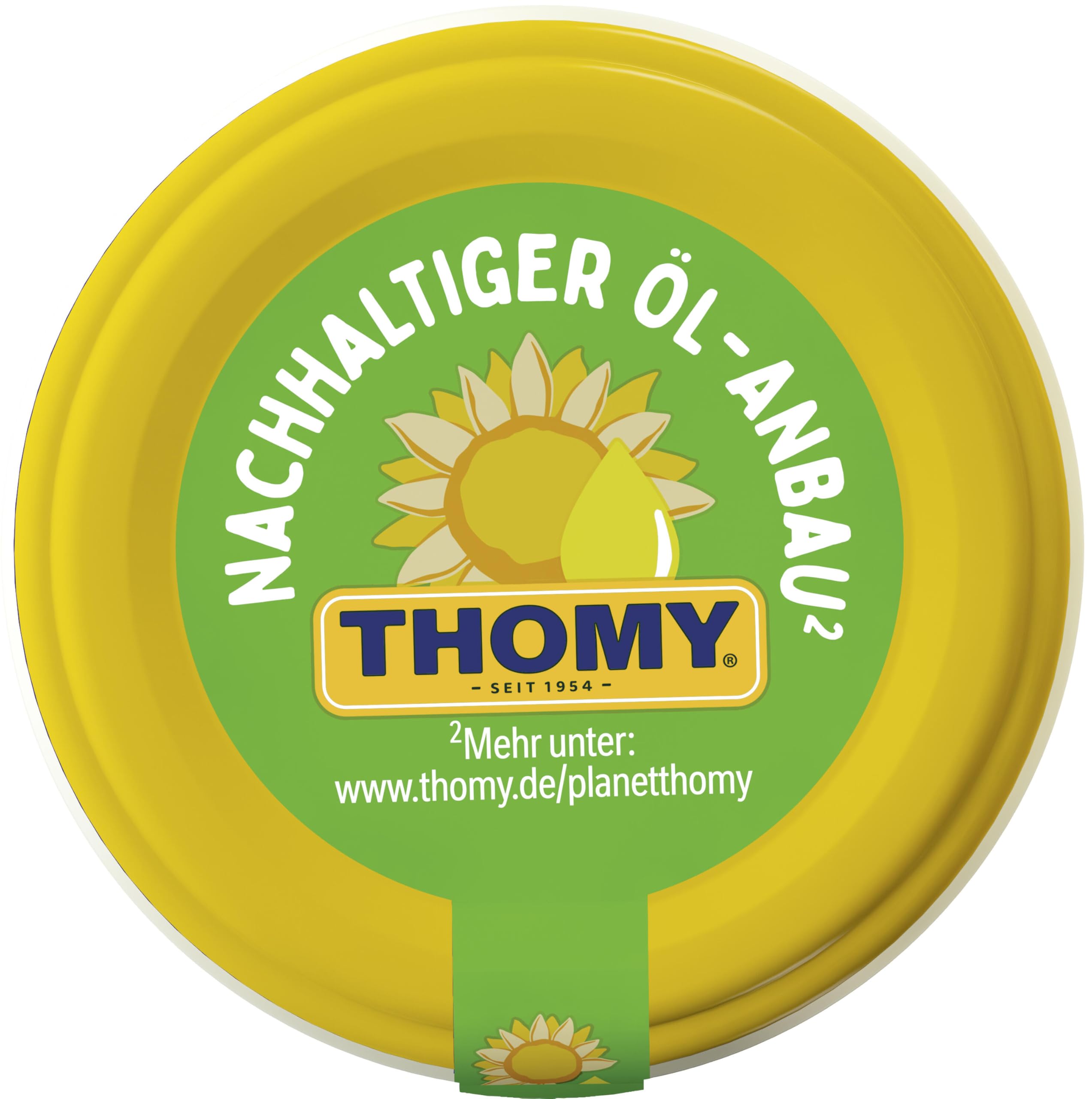Thomy mayonnaise bottle beside measuring scale, showing compact 250ml convenience