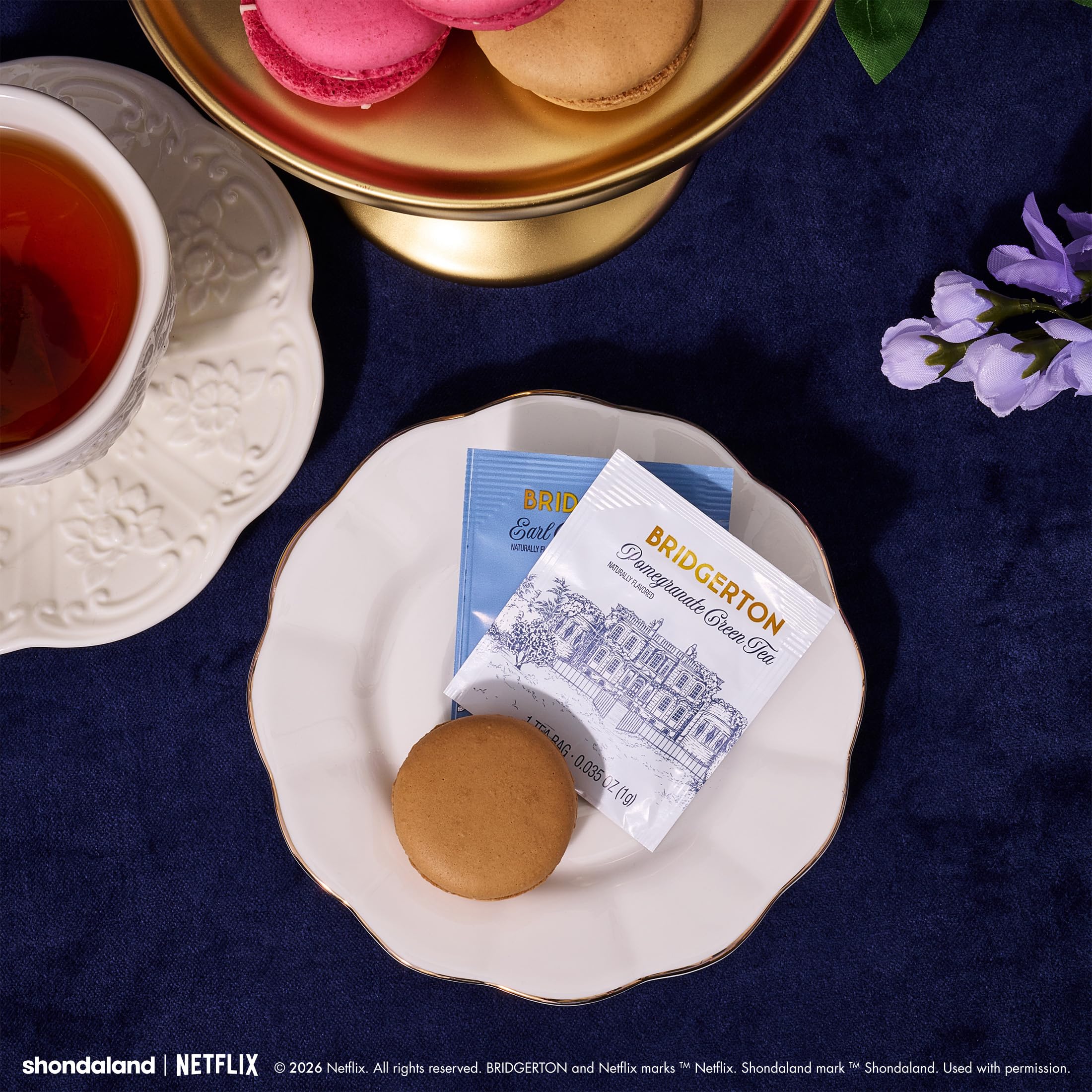 Thoughtfully Bridgerton flavor labels showing blend names and selection clarity for guests