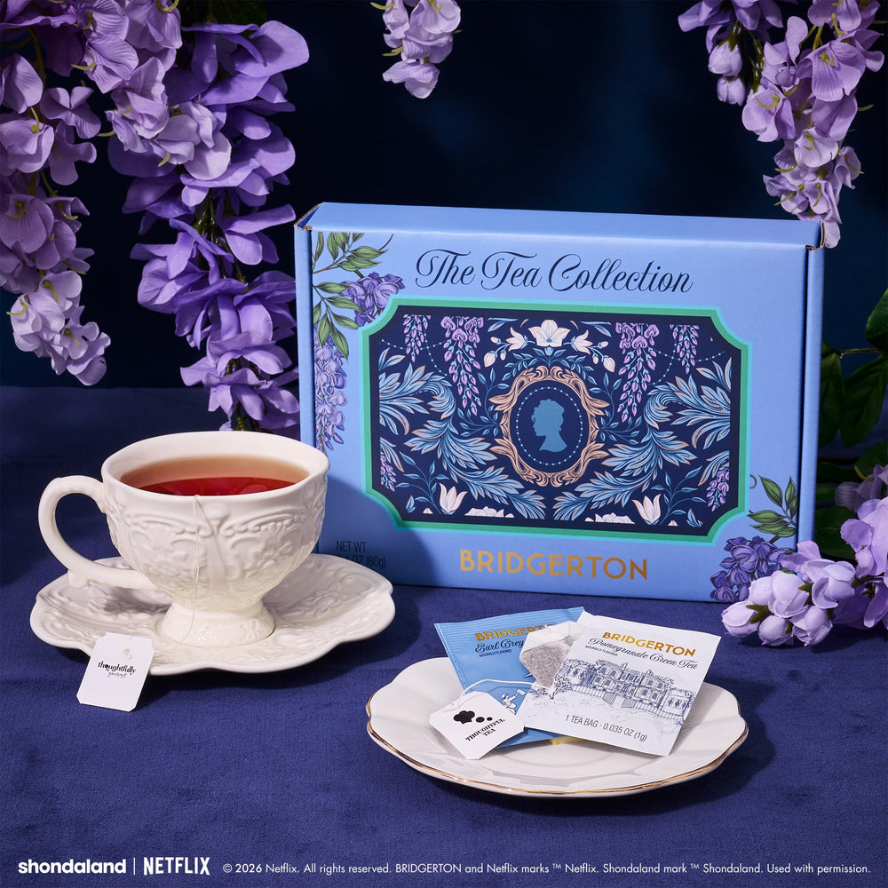 Thoughtfully Bridgerton served in cup illustrating brewed color and easy host presentation