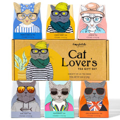 Thoughtfully front of box showing cat art and flavor names for easy gifting