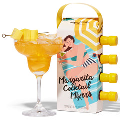 Thoughtfully front packaging showing four mini margarita mixers and rimming salt, ideal gift