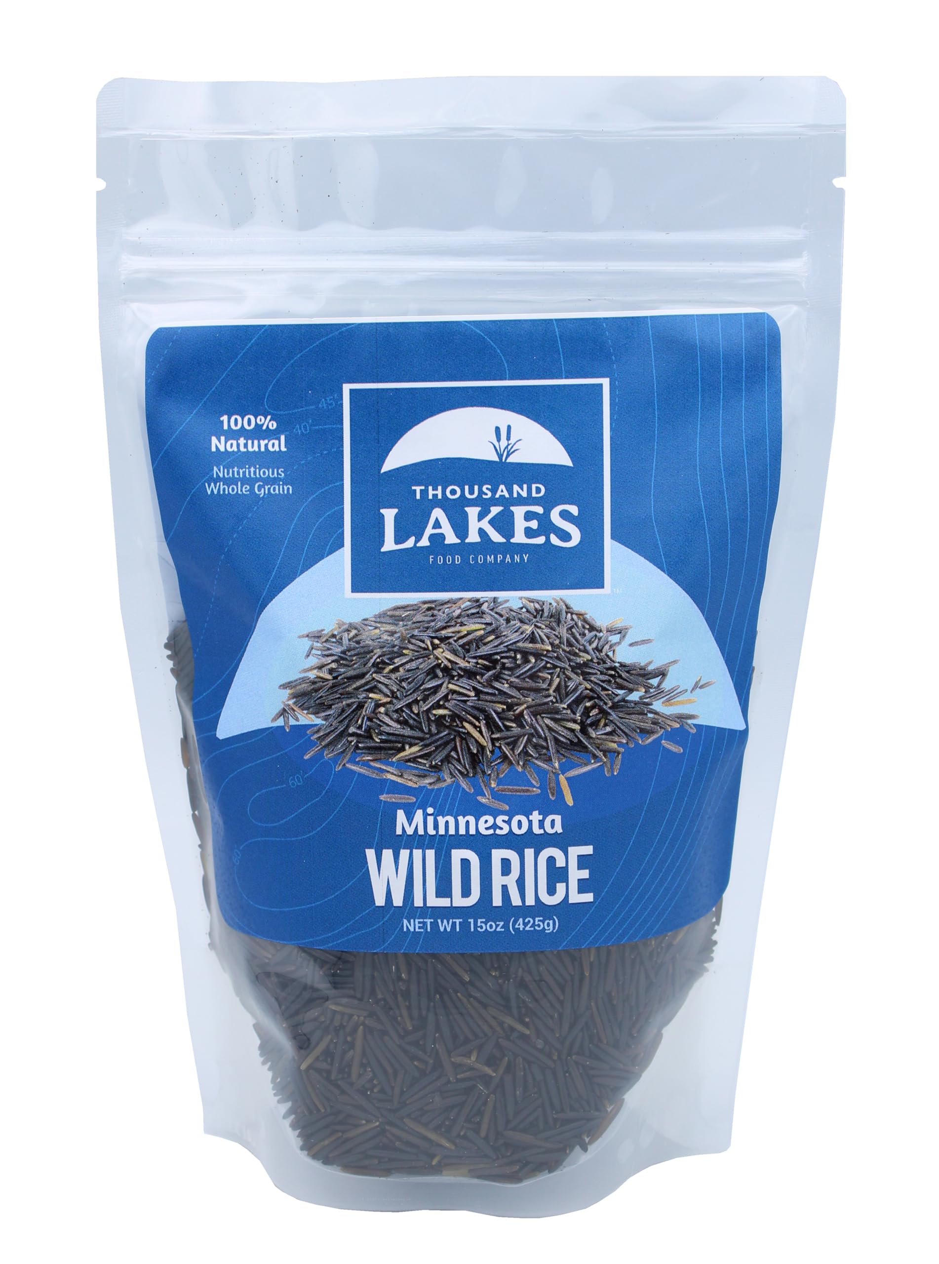 Thousand Lakes close-up of long dark wild rice grains highlighting hearty texture
