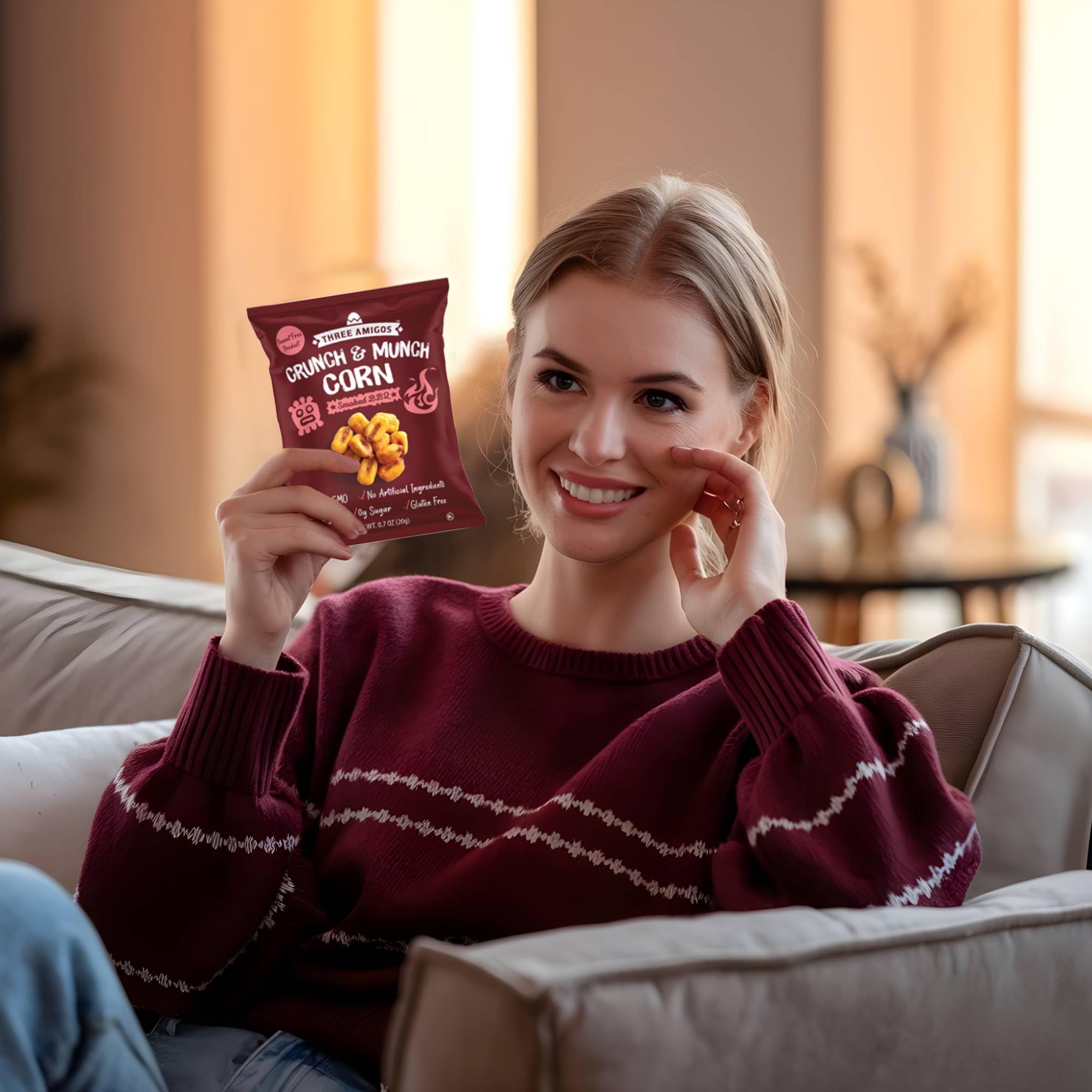 Three Amigos single-serve portion packs lined up for portability