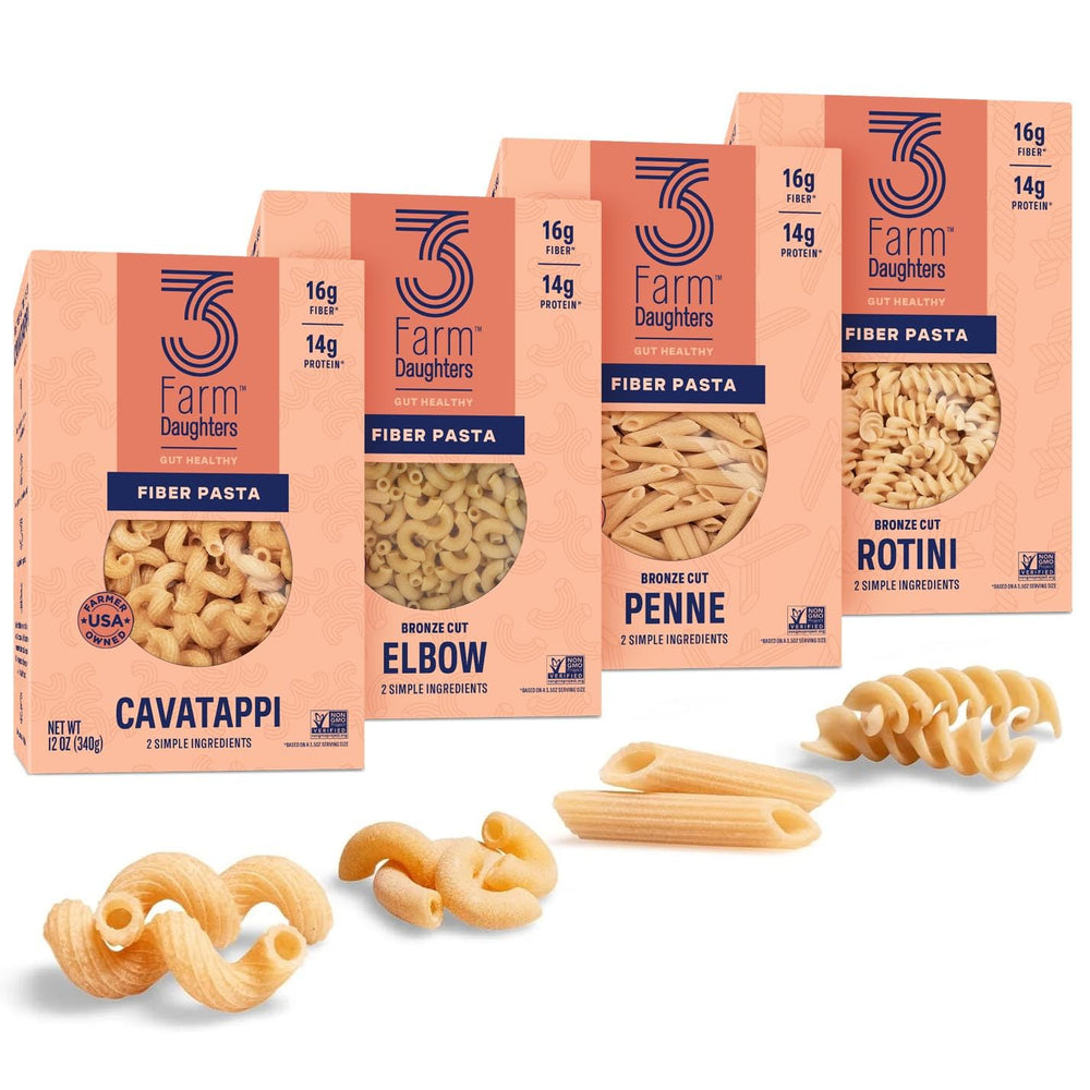 Three Farm Daughters front packaging showing variety pack and brand benefits