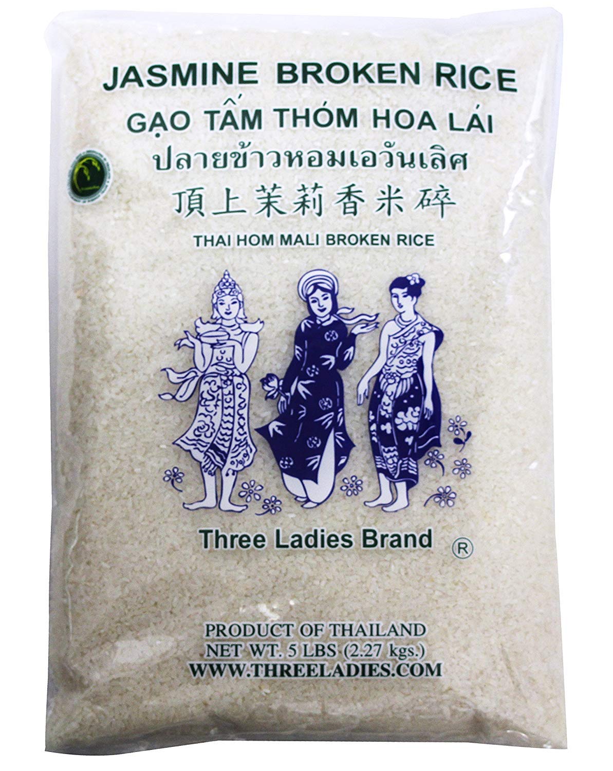 Three Ladies front of bag showing 5 lb packaging and clear brand for pantry readiness