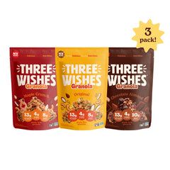 Three Wishes granola close-up of crunchy clusters highlighting texture