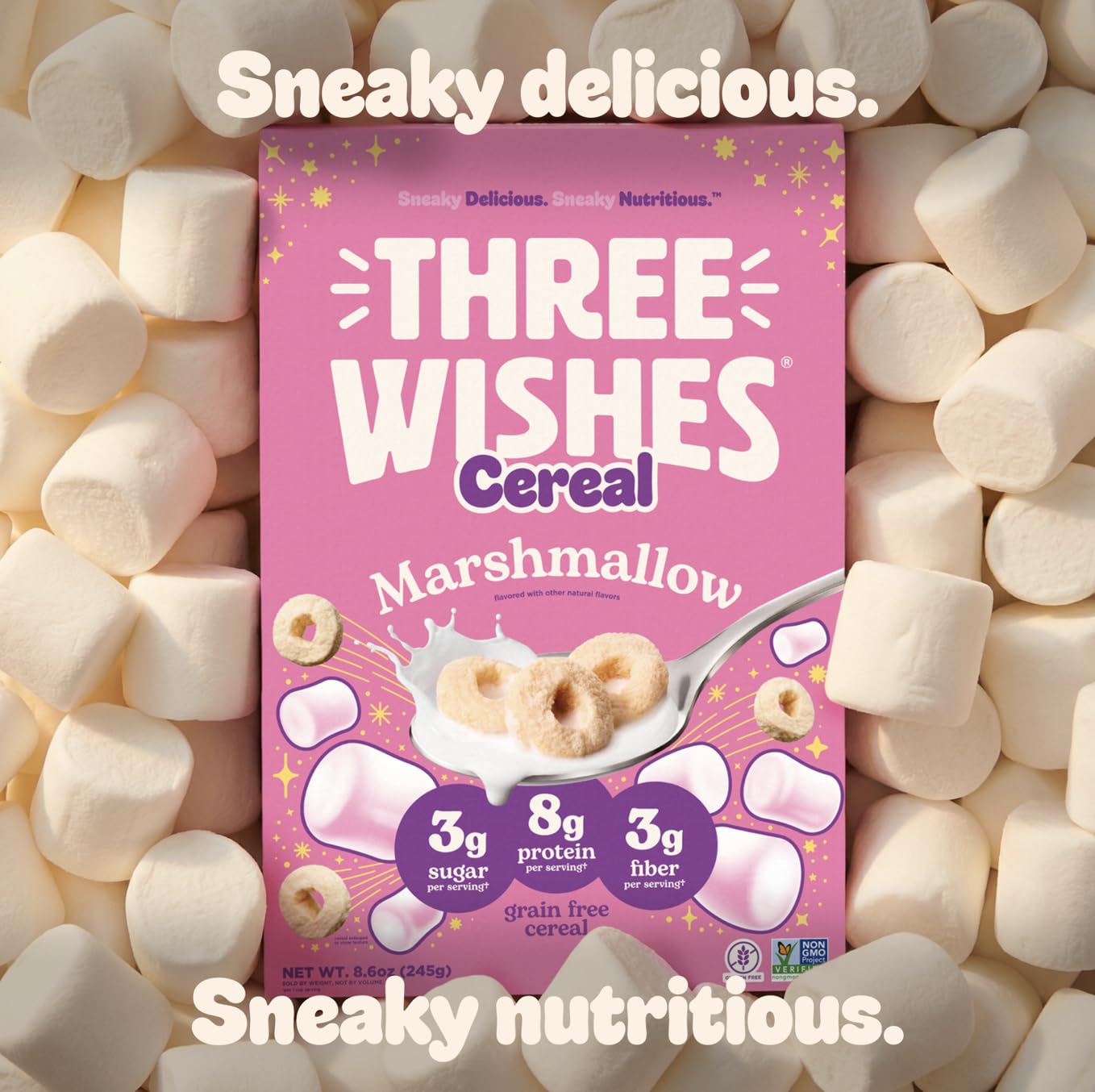 Hand holding Three Wishes 8.6 oz box illustrating single-box scale and convenience