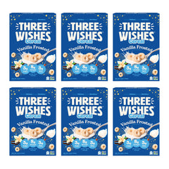 Three Wishes front packaging showing vanilla frosted cereal and benefits