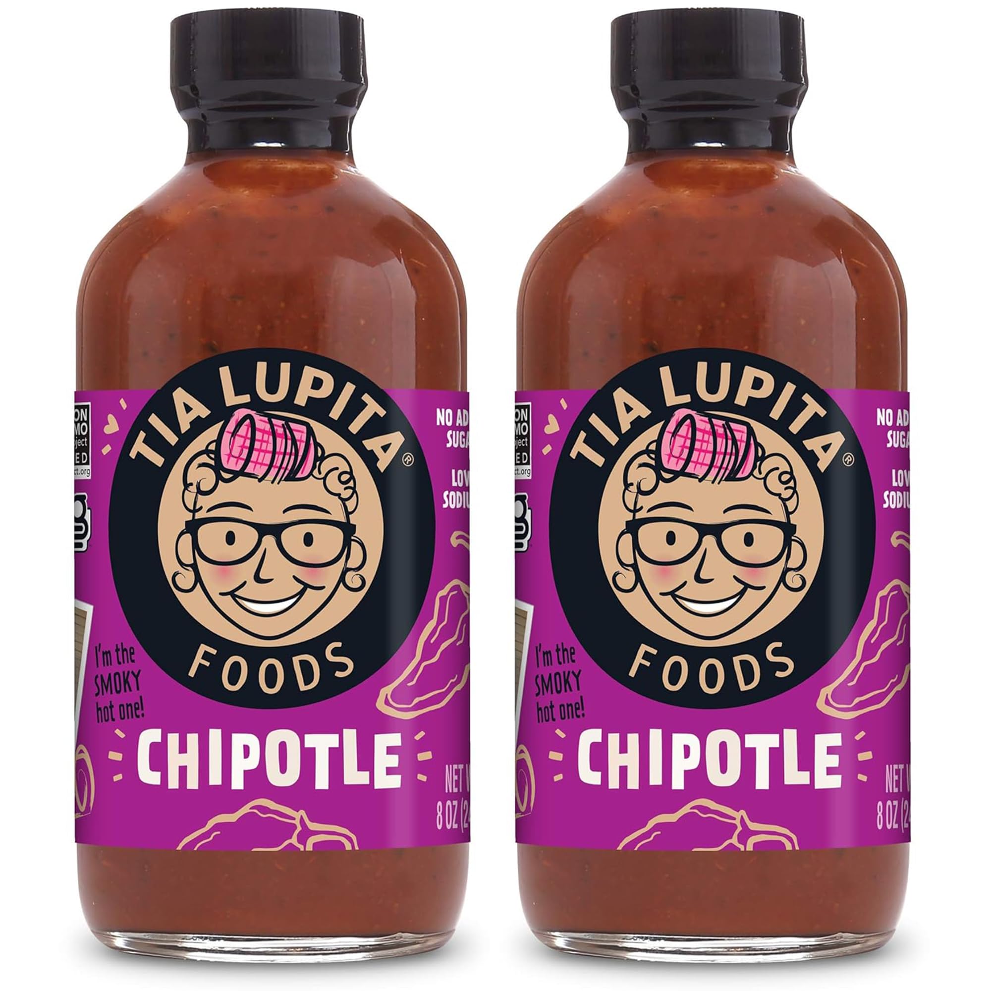 Tia Lupita front label bottle showing branding and size, clear product ID and appeal