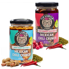 Tia Lupita front label showing brand and bold chili crunch flavor benefit