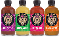 TIA LUPITA front packaging showing all four bottles and variety benefits