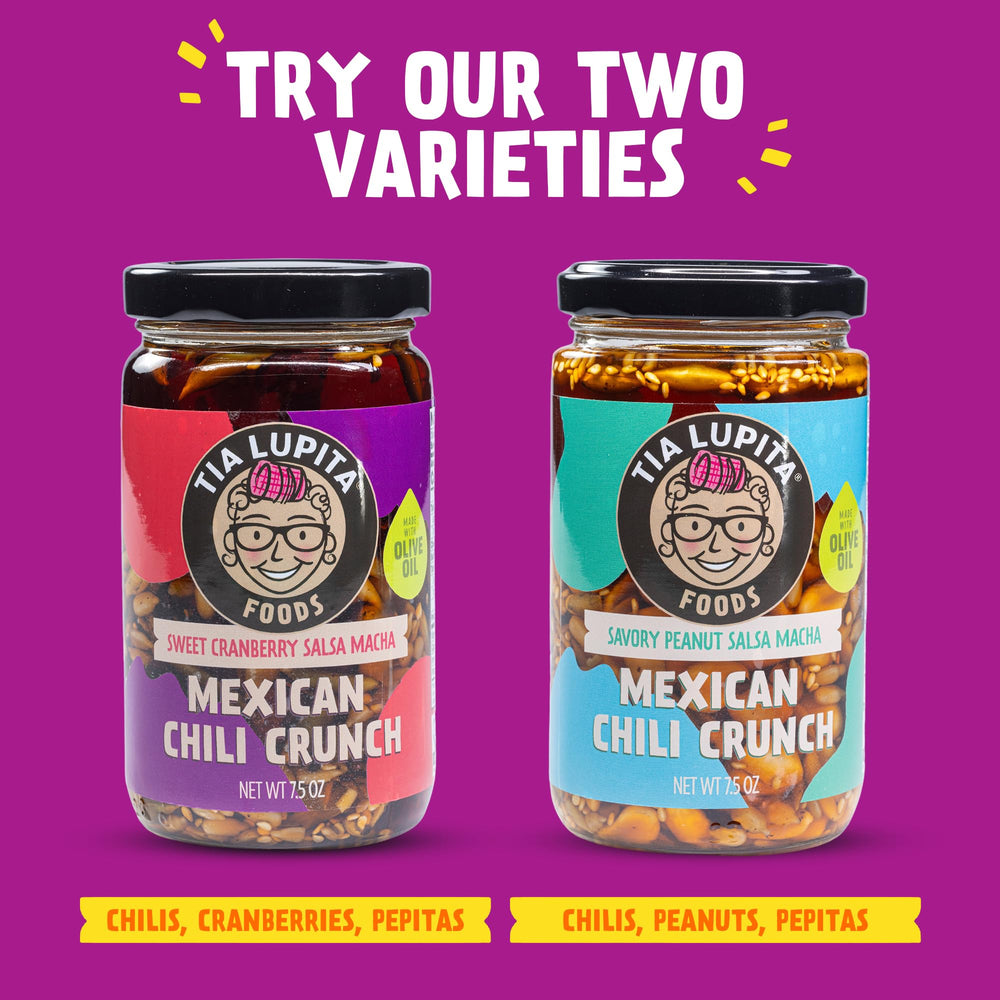 Tia Lupita jars on pantry shelf signaling convenient everyday condiment benefit