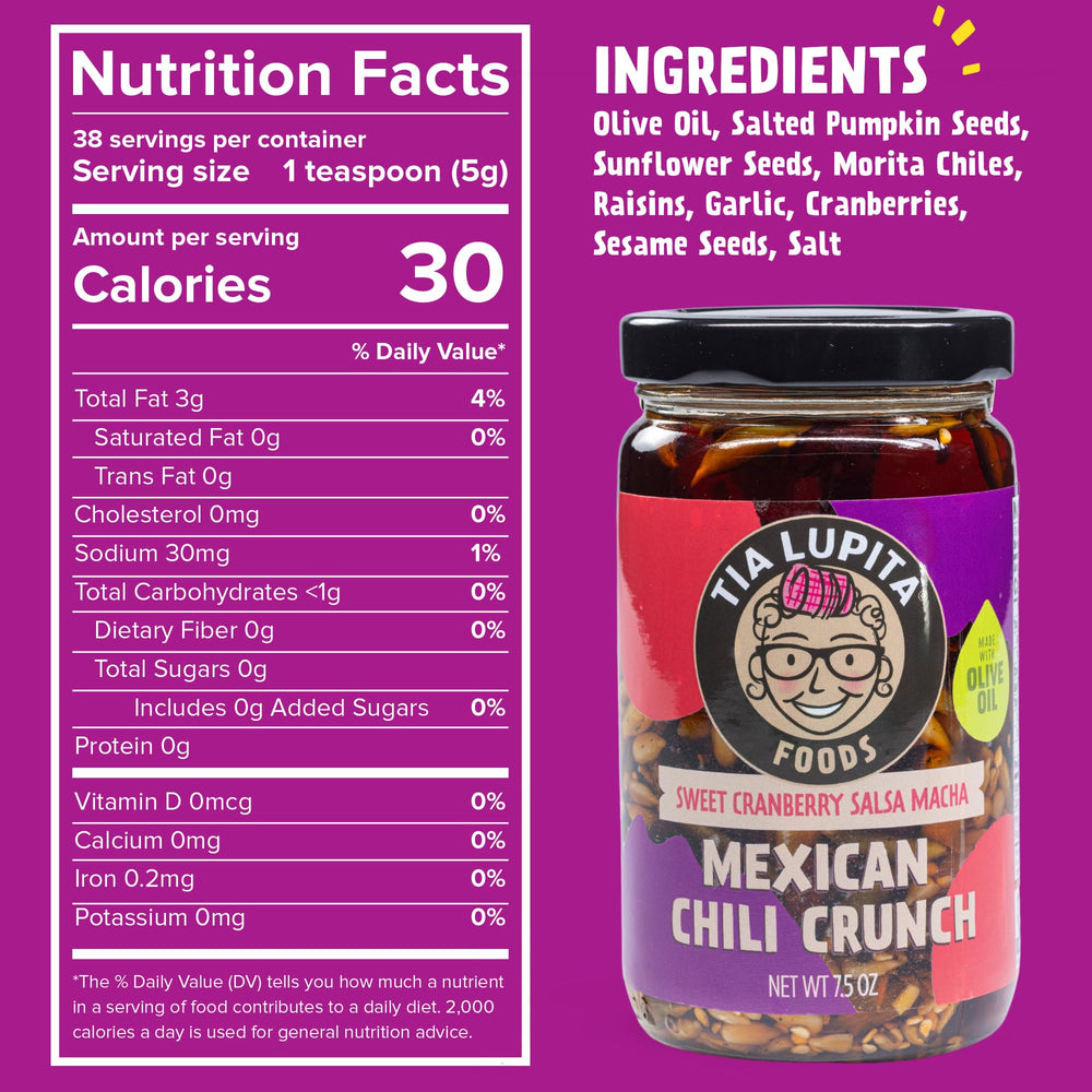 Tia Lupita next to ruler showing 7.5 oz jar size for portion clarity benefit
