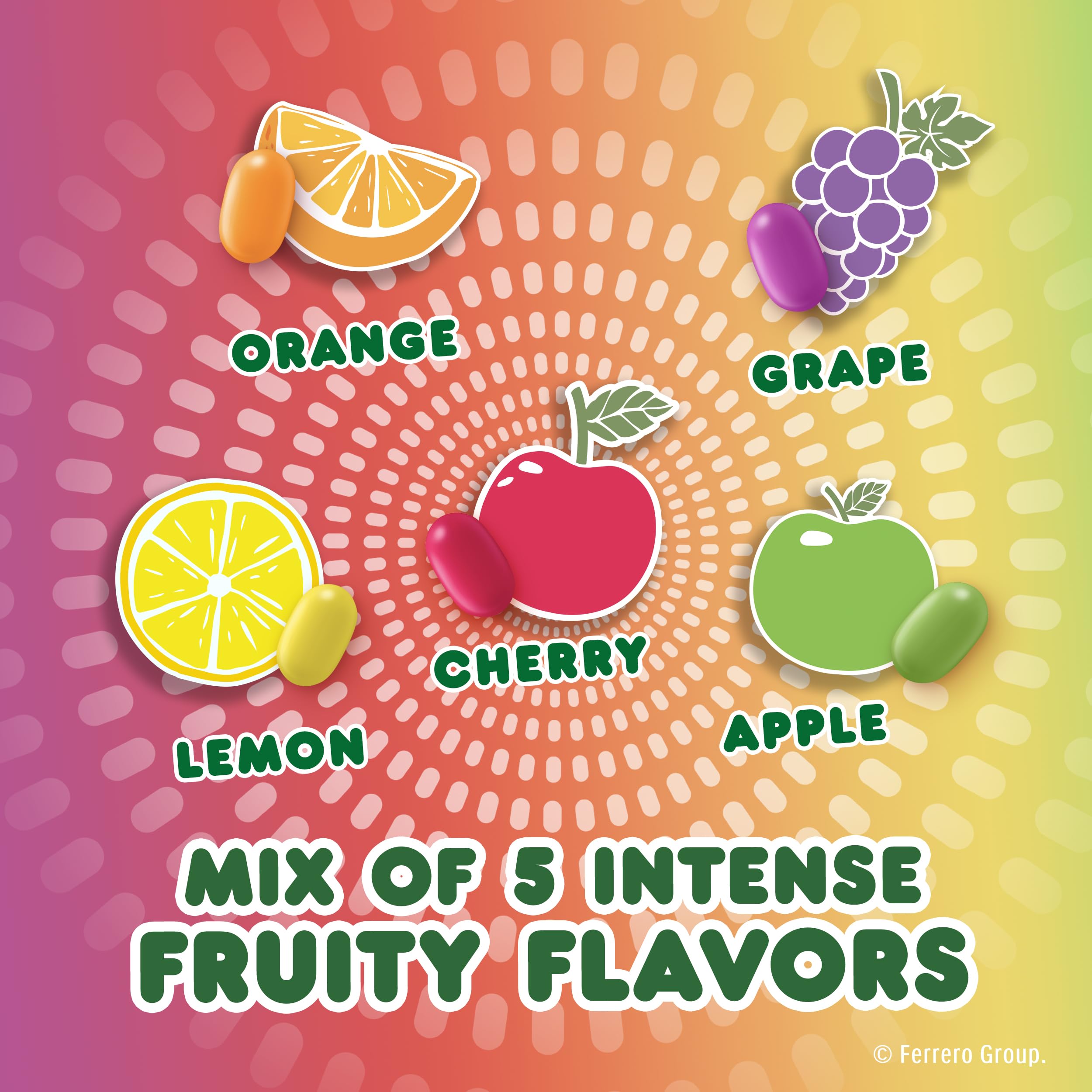 Tic Tac assortment of five fruit flavors displaying variety and color