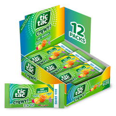 Tic Tac front pack showing bulk 12-pack and share-size pouches for easy sharing