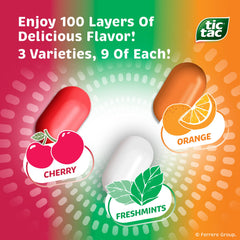 Tic Tac Freshmint mints close-up showing crisp texture and refreshing flavor