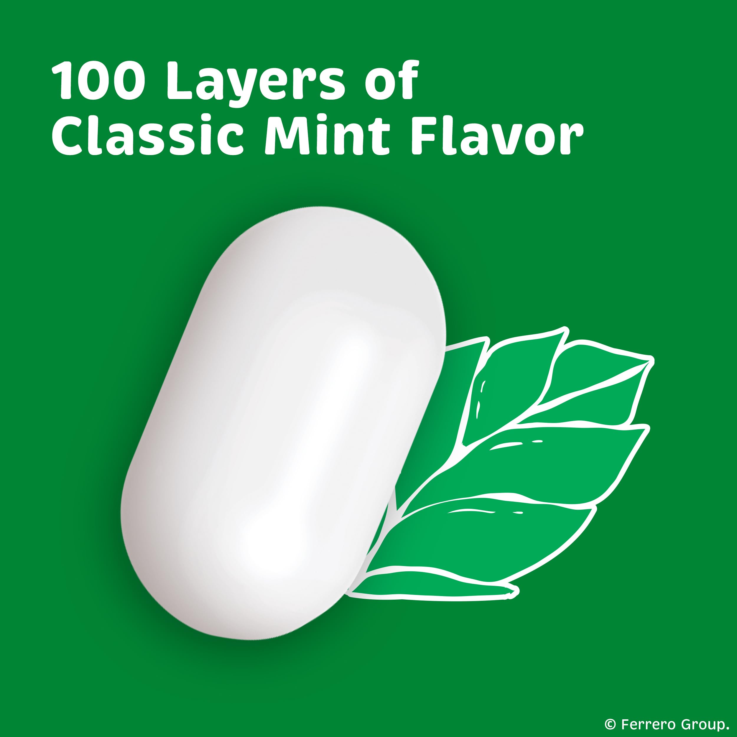 Tic Tac close-up of mint texture showing smooth shell and consistent shape benefit