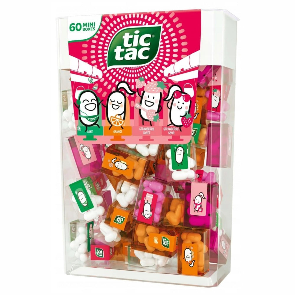 Tic Tac front packaging mix showing all four flavors and colorful boxes for variety