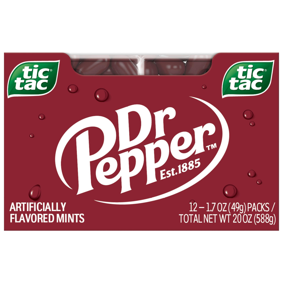 Tic Tac front packaging showing brand and flavor for instant grab-and-go refreshment