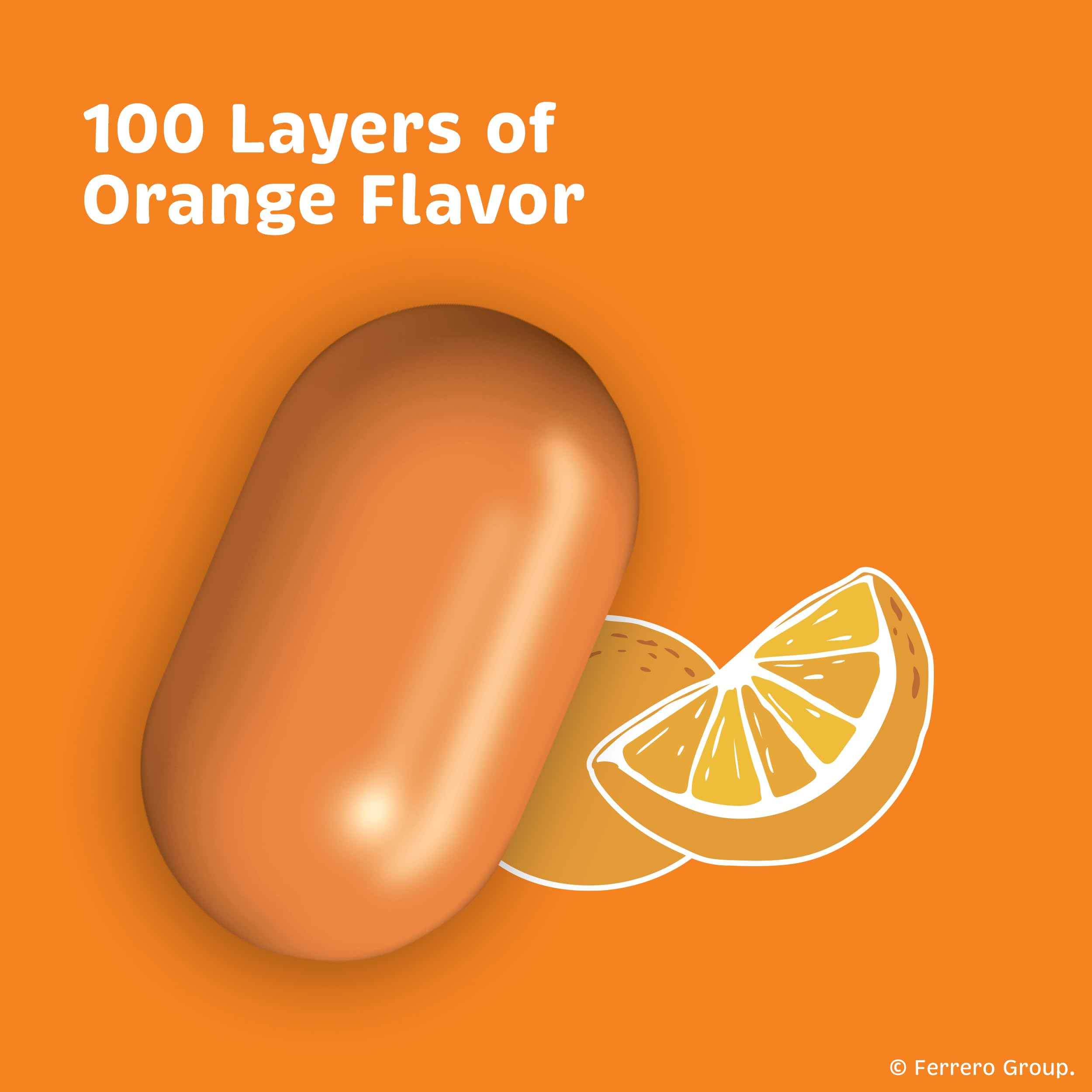 Tic Tac close-up of orange mint texture highlighting crisp shell and concentrated flavor