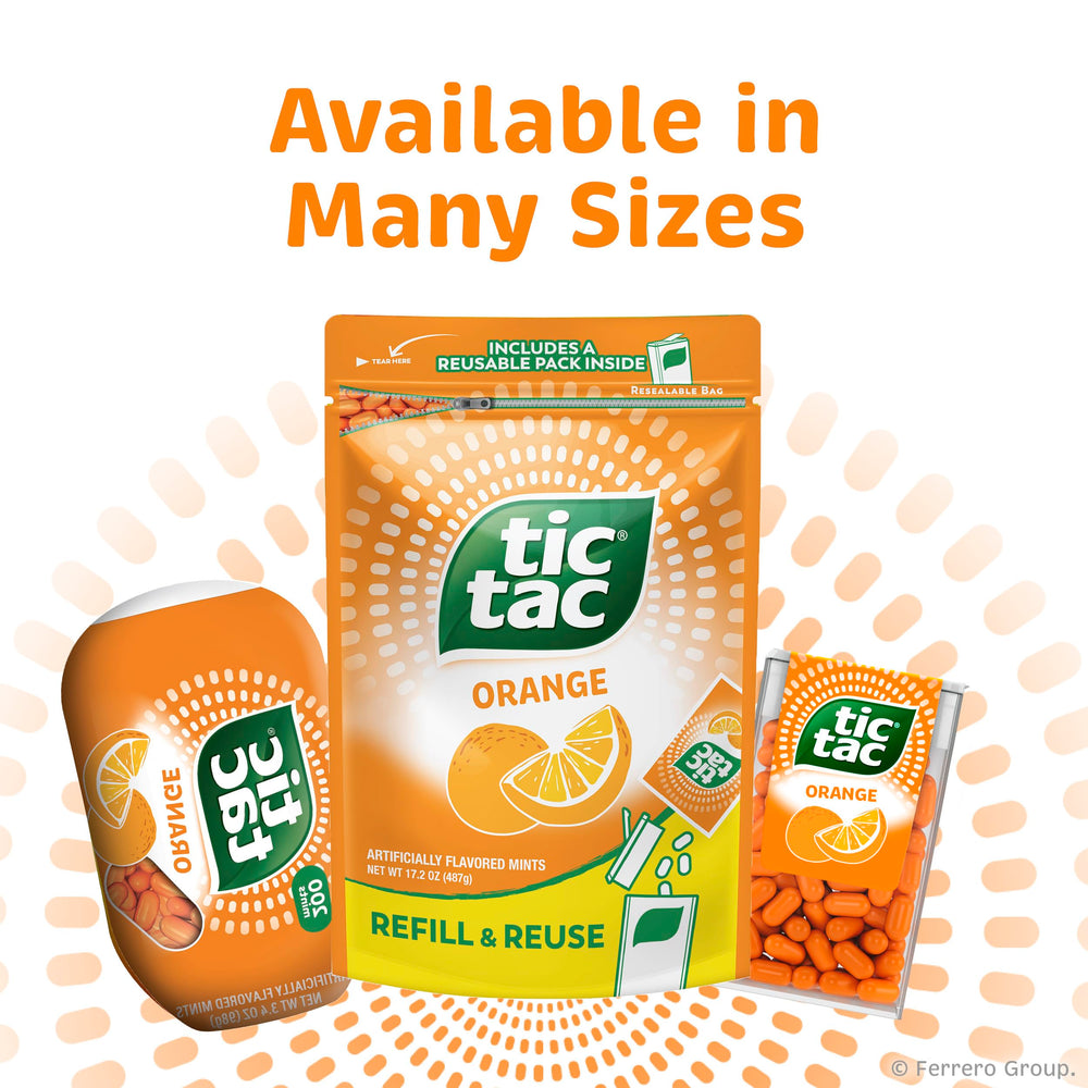 Tic Tac mints next to a coin illustrating dispenser size and pocket portability