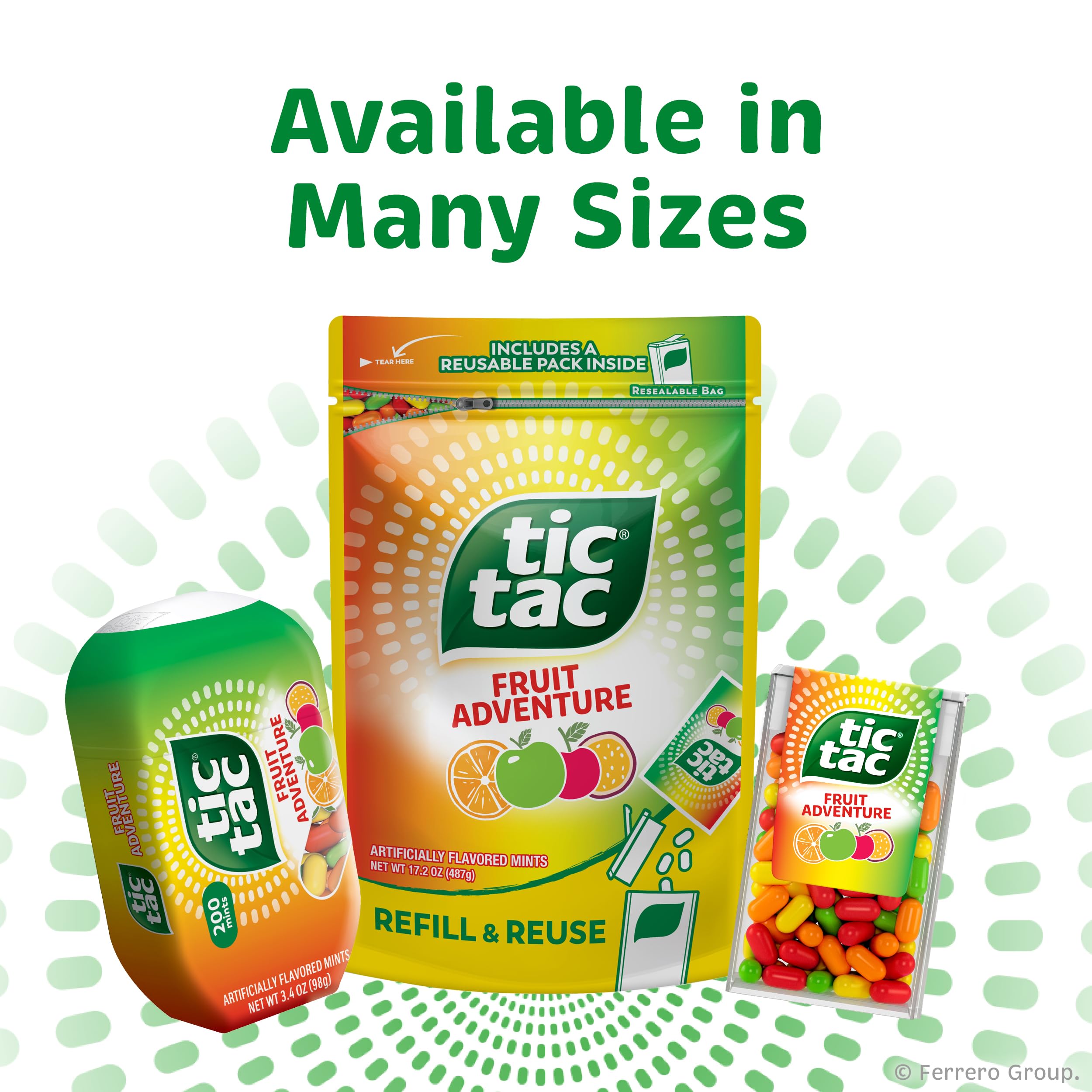 Tic Tac pocket pack next to a phone for scale showing portable convenience benefit