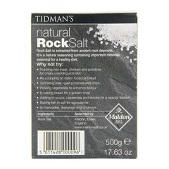 Tidman's salt crystals close-up showing coarse texture and grind-friendly structure for consistent seasoning