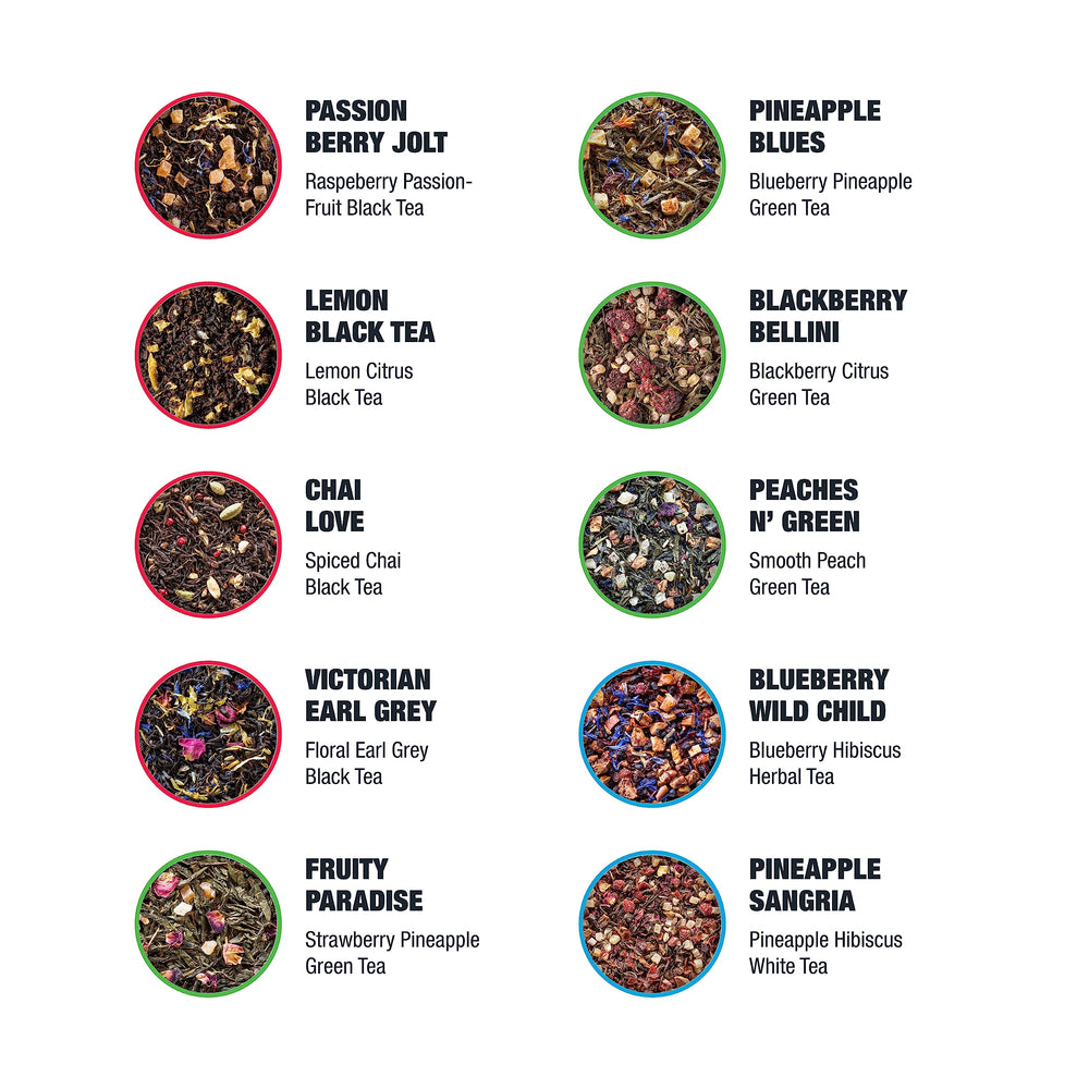 Tiesta Tea brewed cup top view highlighting color and fresh aroma benefit