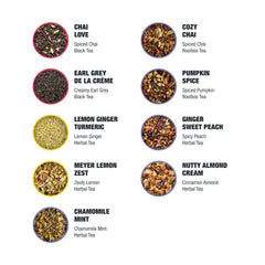 Tiesta Tea brewed hot cup in hands illustrating warmth and aroma from an autumn blend