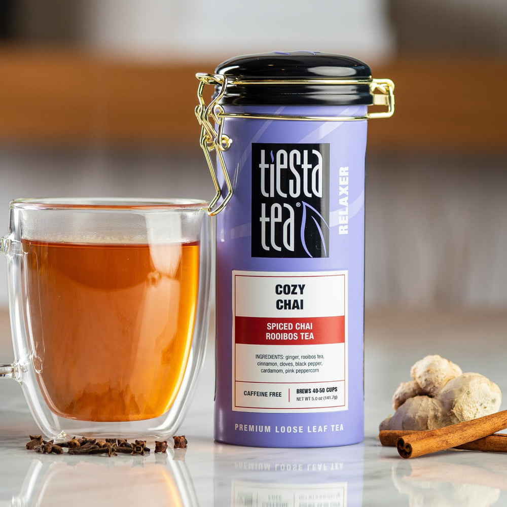 Tiesta Tea loose leaf close-up revealing spices and rich aroma for flavor