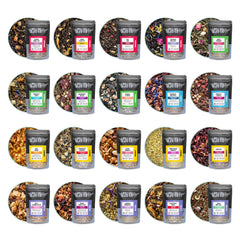 Tiesta Tea front packaging showing sampler assortment and variety benefits