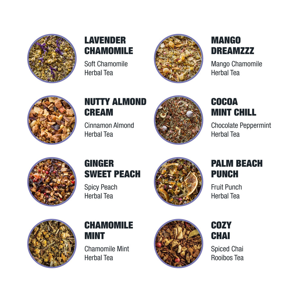 Tiesta Tea ingredient mix close-up showing herbs and fruits for authentic taste