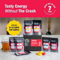 Tiesta Tea open pouch displaying loose-leaf blends for aroma freshness