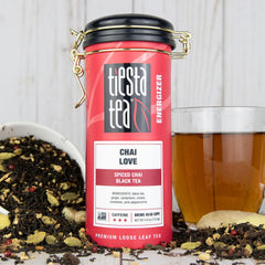 Tiesta Tea loose-leaf close-up highlighting full-leaf quality and rich aroma