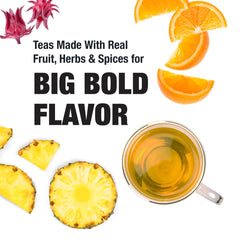 poured iced Tiesta Tea Maui Mango served over ice demonstrating refreshing cold option
